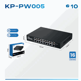 Switch PoE Knup KP-PW005 16 Portas com Up...
