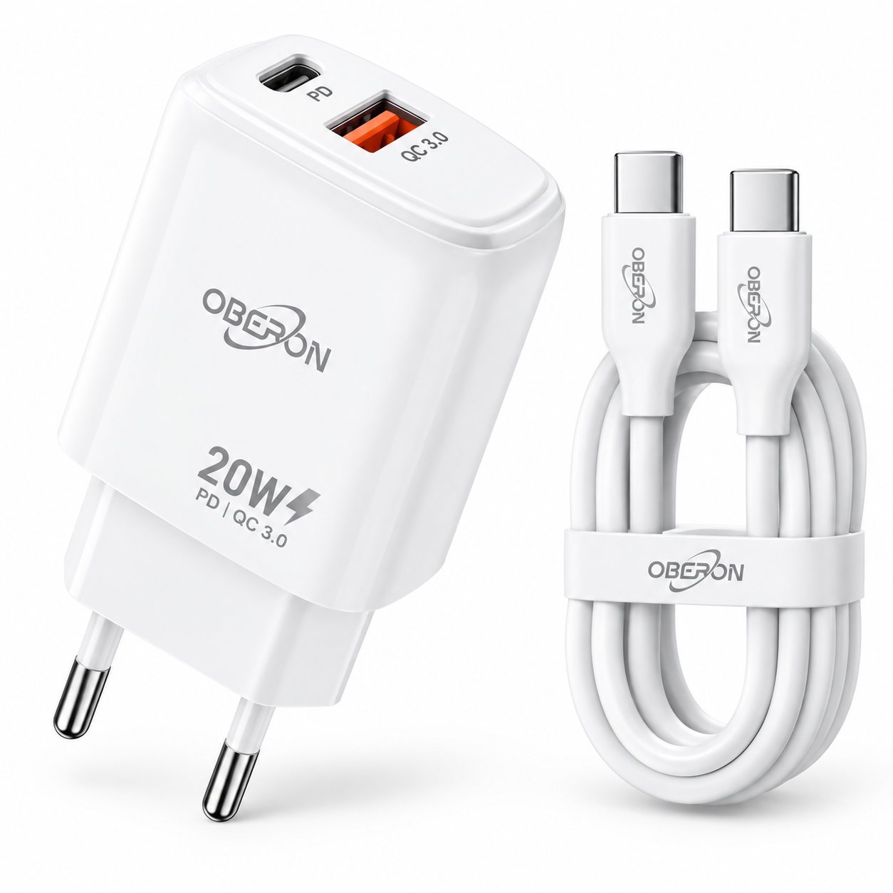 Carregador Oberon 20W PD + QC 3.0 com Ca ...